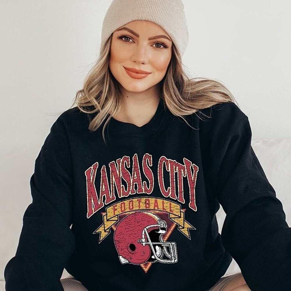Distressed Kansas City Chiefs Helmet NFL Football Sweatshirt Fan Gift 05